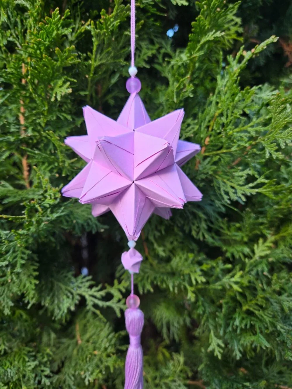Handmade Kusudama Origami | Lilac Beaded Tassel